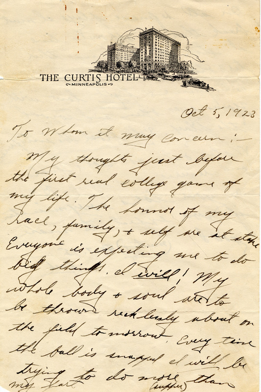 Jack Trice “Last Letter,” page one