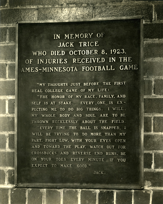 Photograph of Jack Trice Memorial Plaque