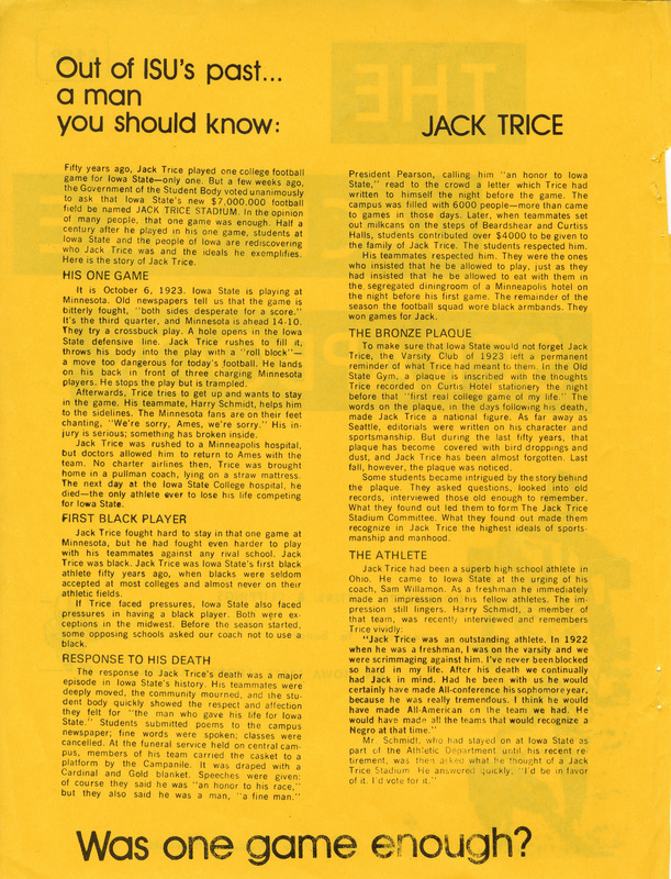 The Jack Trice Scrapbook created by The “Jack Trice Stadium” Committee, page 2