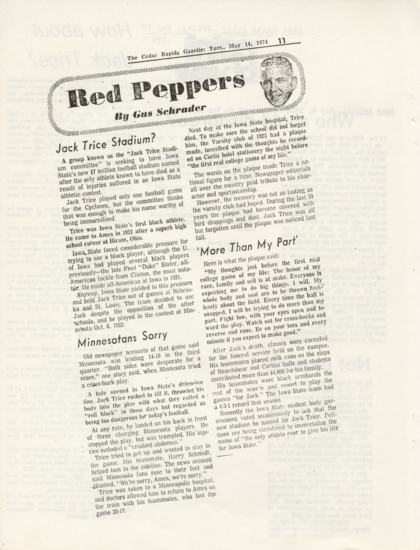 The Jack Trice Scrapbook created by The “Jack Trice Stadium” Committee, page 26