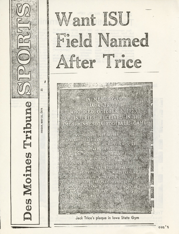 The Jack Trice Scrapbook created by The “Jack Trice Stadium” Committee, page 28