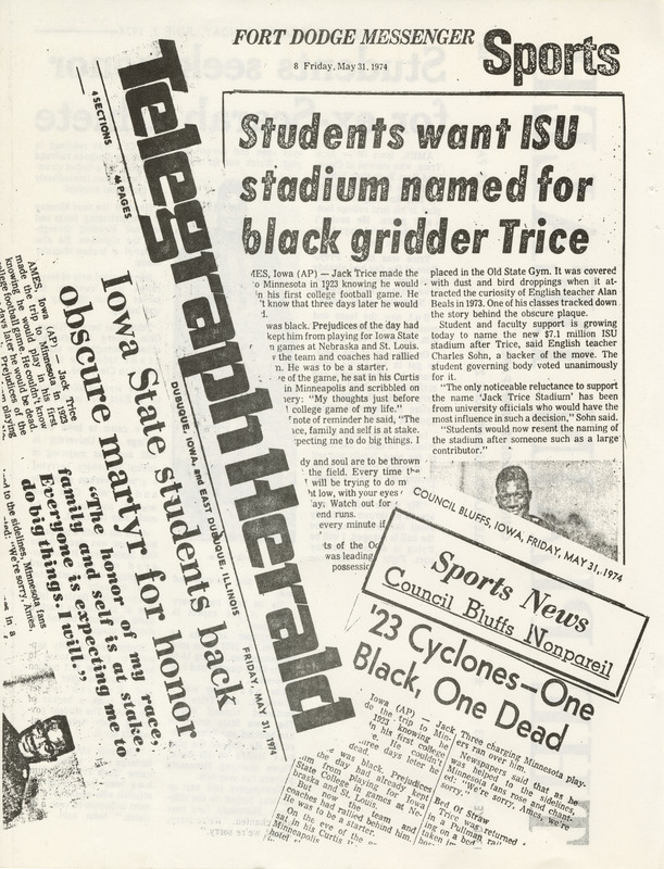 The Jack Trice Scrapbook created by The “Jack Trice Stadium” Committee, page 34