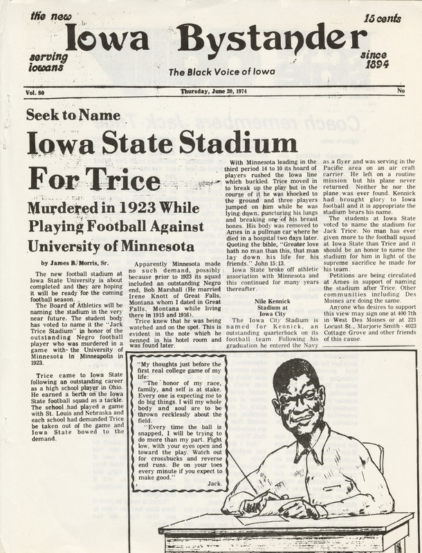 The Jack Trice Scrapbook created by The “Jack Trice Stadium” Committee, page 39